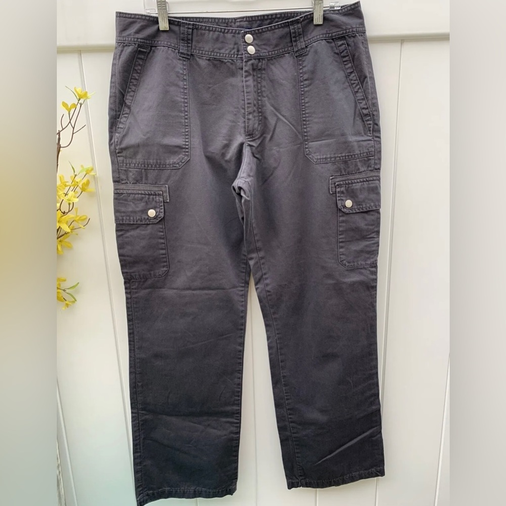 Chaps Navy Brown Mid Rise Cotton Cargo Pants Size 14